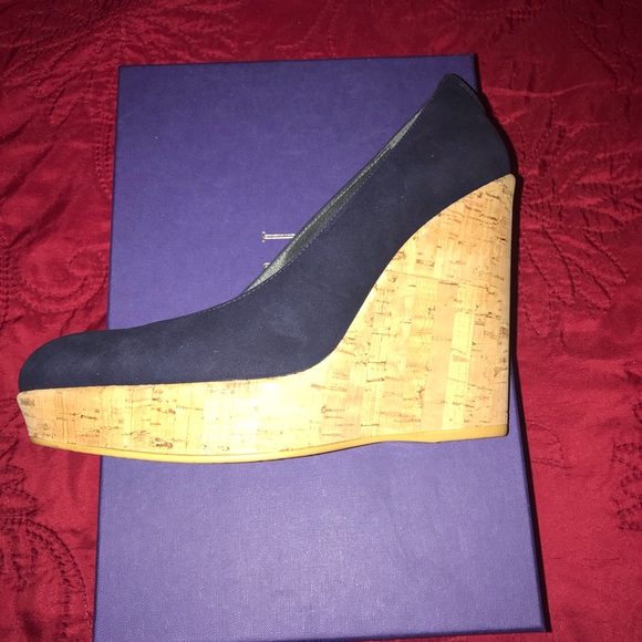 COPY - Stuart Weitzman Dutchess Suede Cork-Wedge Pump - Picture 2 of 8